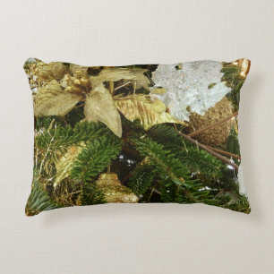 Silver and Gold Christmas Tree II Holiday Decorative Pillow