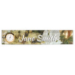 Silver and Gold Christmas Tree II Holiday Desk Name Plate