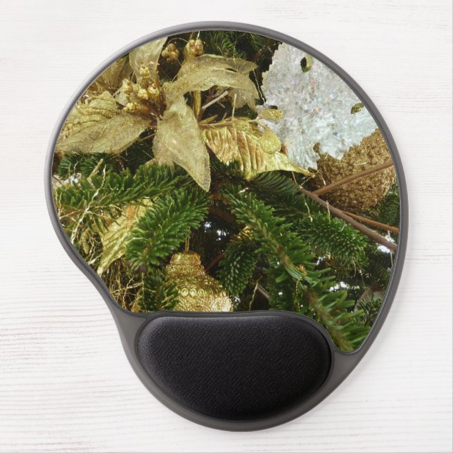 Silver and Gold Christmas Tree II Holiday Gel Mouse Pad (Front)
