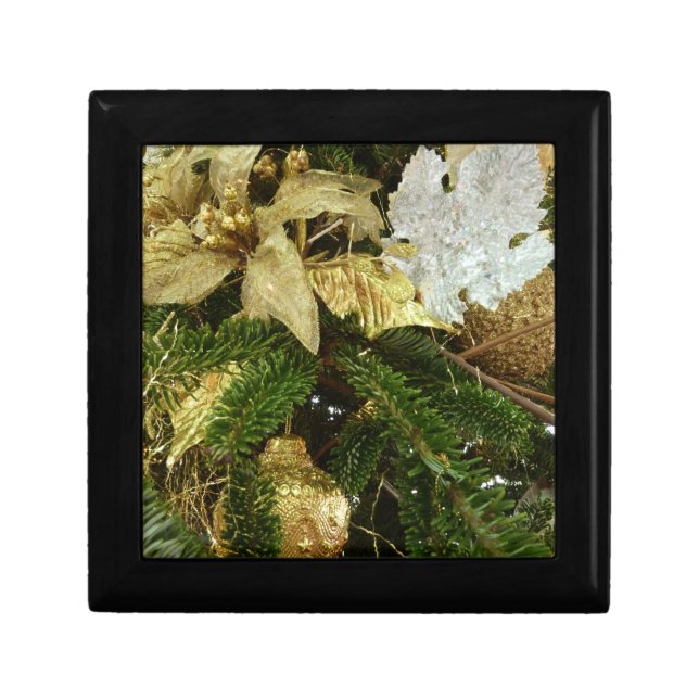 Silver and Gold Christmas Tree II Holiday Keepsake Box (Front)