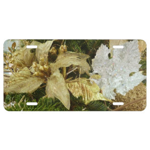 Silver and Gold Christmas Tree II Holiday License Plate