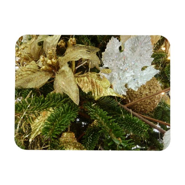 Silver and Gold Christmas Tree II Holiday Magnet (Horizontal)