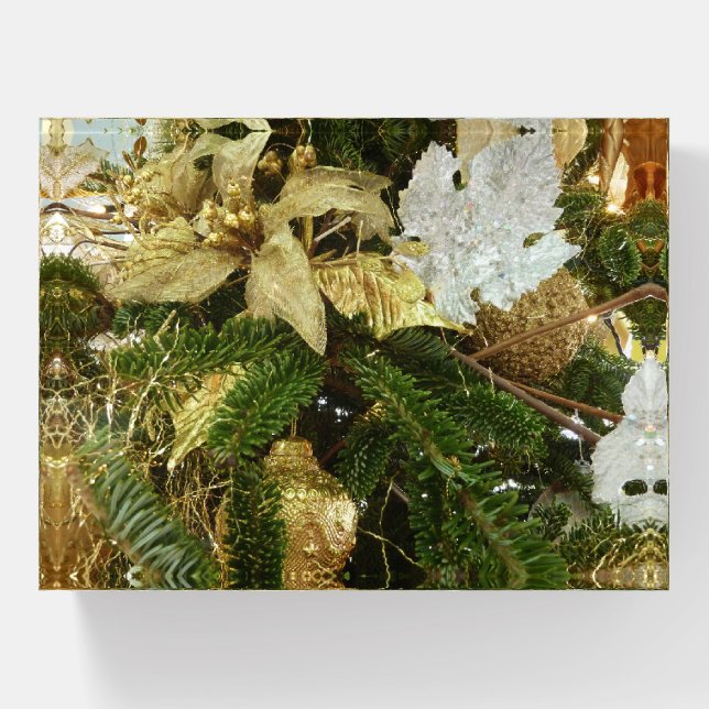 Silver and Gold Christmas Tree II Holiday Paperweight (Front)