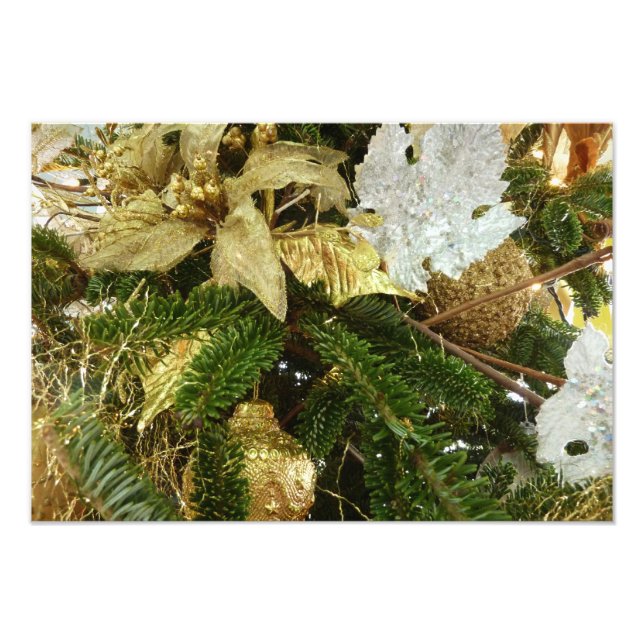 Silver and Gold Christmas Tree II Holiday Photo Print (Front)