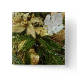Silver and Gold Christmas Tree II Holiday Pinback Button