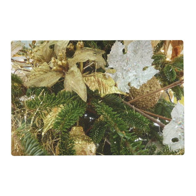 Silver and Gold Christmas Tree II Holiday Placemat (Front)