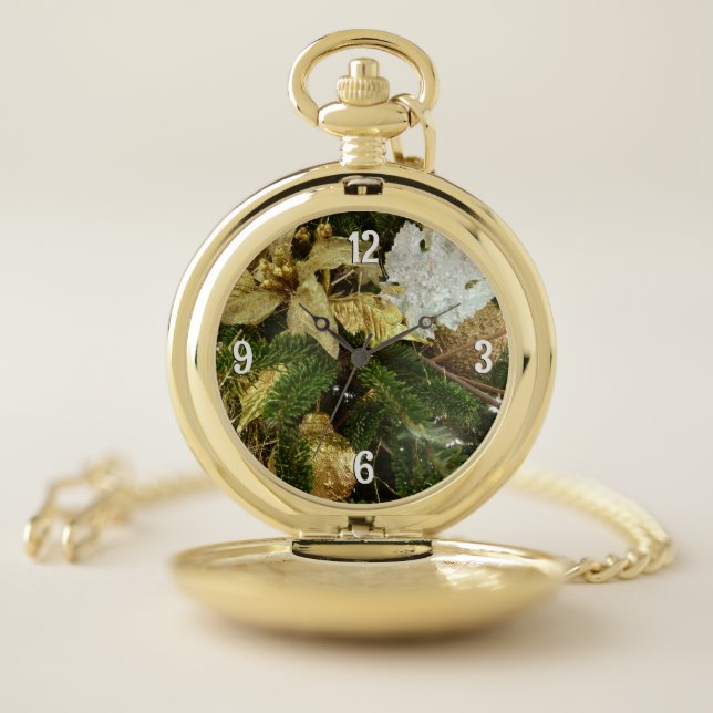Silver and Gold Christmas Tree II Holiday Pocket Watch (Inside)