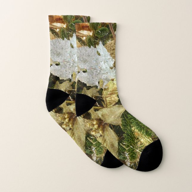 Silver and Gold Christmas Tree II Holiday Socks (Pair)
