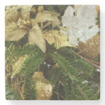 Silver and Gold Christmas Tree II Holiday Stone Coaster