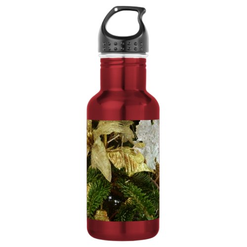 Silver and Gold Christmas Tree II Holiday Water Bottle