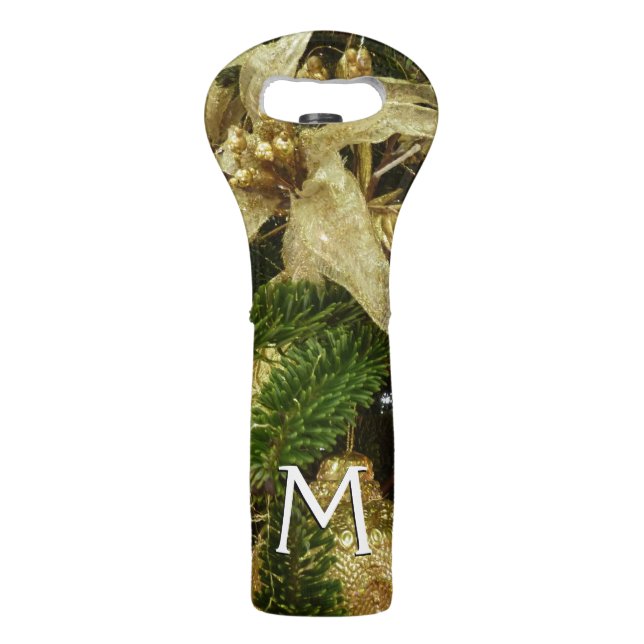 Silver and Gold Christmas Tree II Holiday Wine Bag (Front)