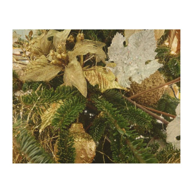Silver and Gold Christmas Tree II Holiday Wood Wall Art (Front)