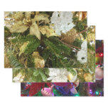 Silver and Gold Christmas Tree II Holiday Wrapping Paper Sheets