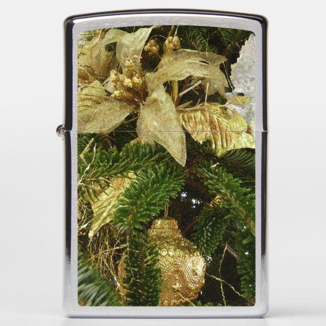 Silver and Gold Christmas Tree II Holiday Zippo Lighter (Front)