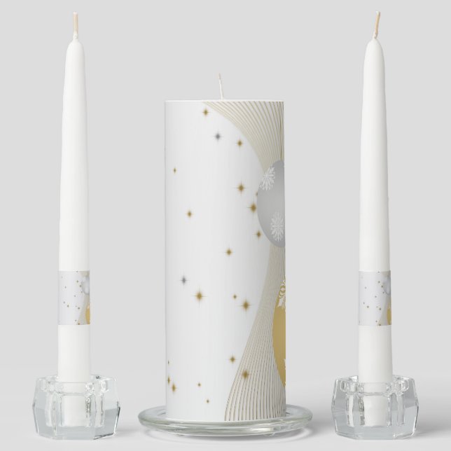 Silver and Gold Christmas Unity Candle Set (Front)