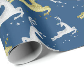 Silver and Gold Deer YOU CHOOSE BACKGROUND COLOR Wrapping Paper 
