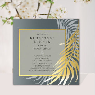 Silver and Gold Destination Rehearsal Dinner Invitation
