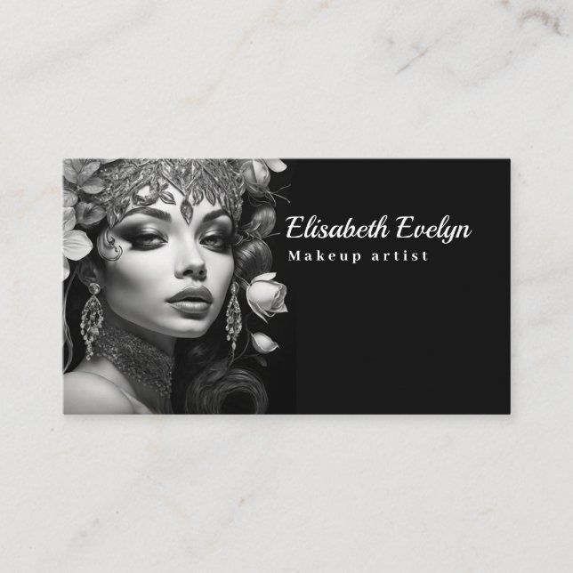 Silver and Gold Elegance: A Portrait of Radiance 5 Business Card (Front)