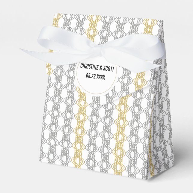 Silver and Gold Elegant Wedding Favor Box (Front Side)