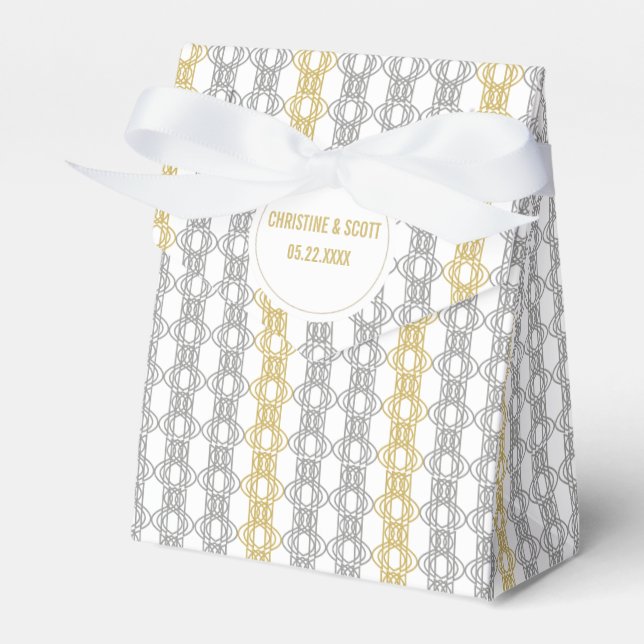 Silver and Gold Elegant Wedding Favor Box (Front Side)