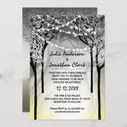 Silver and Gold Fire and Ice Wedding Invitations