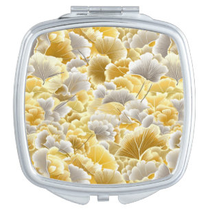 Silver and Gold Gingko Leaves Mirror Compact