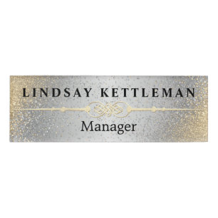Silver and Gold Glitter Name Tag