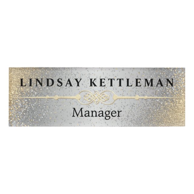 Silver and Gold Glitter Name Tag (Front)