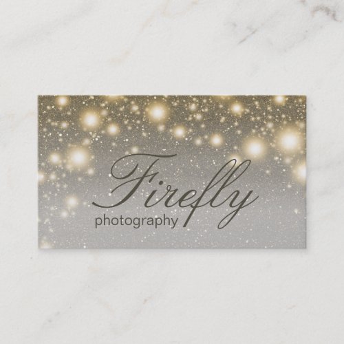 Silver And Gold Glowing Fireflies With Night Stars Business Card