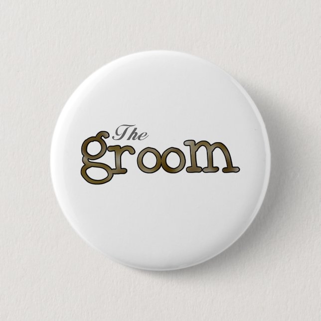 Silver and Gold Groom  Button (Front)