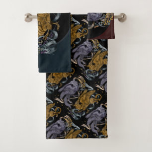 Silver and Gold Gryphon Pattern  Bath Towel Set