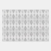 Silver and Gold Harlequin Snowflakes Stars  Wrapping Paper Sheets (Front 3)