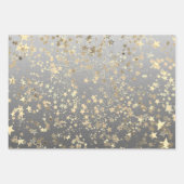 Silver and Gold Harlequin Snowflakes Stars  Wrapping Paper Sheets (Front 2)