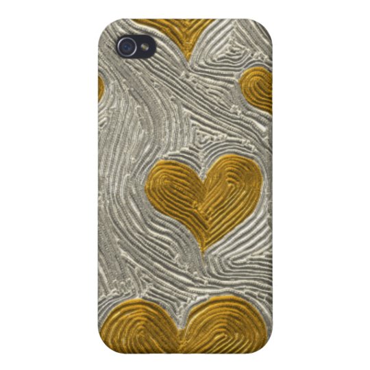 Silver and Gold Hearts Speck Fabric-Inlaid Case