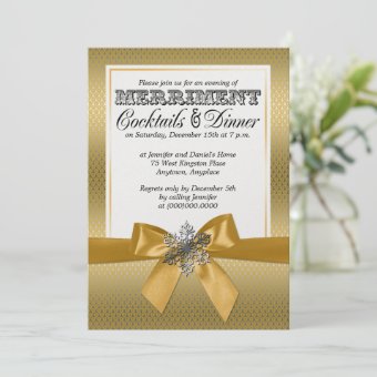 Silver And Gold Holiday Dinner Party Invitations | Zazzle
