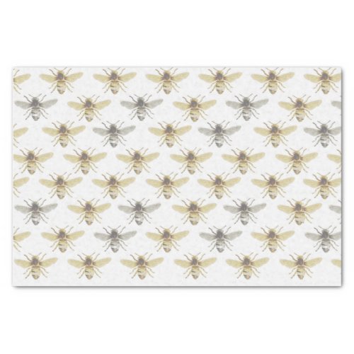 Silver and Gold Honey Bee Patterned Tissue Paper 
