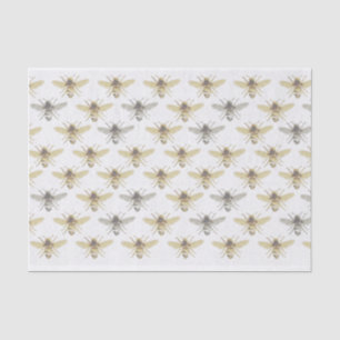 Silver and Gold Honey Bee Patterned Tissue Paper