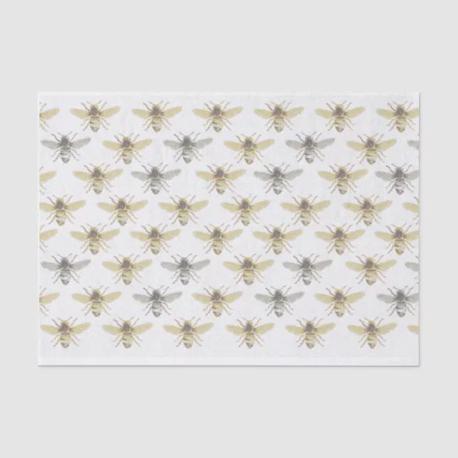 Silver and Gold Honey Bee Patterned Tissue Paper | Zazzle