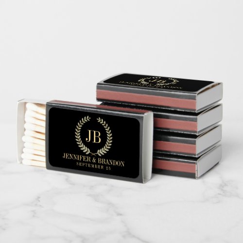 Silver and Gold Laurel Wreath Wedding Design Matchboxes