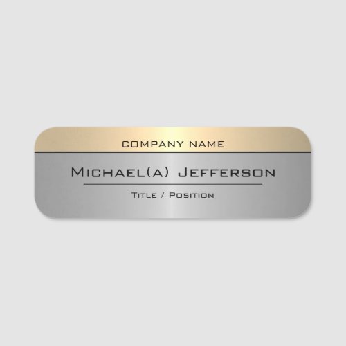 Silver And Gold Metallic Shimmer Elegant  Luxury Name Tag