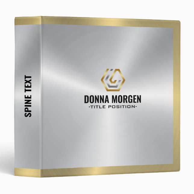 Silver and gold metallic texture 3 ring binder (Front/Spine)