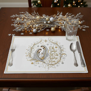 Silver and gold nativity Christmas Cloth Placemat