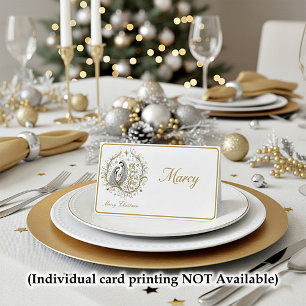 Silver and gold nativity Christmas Place Card