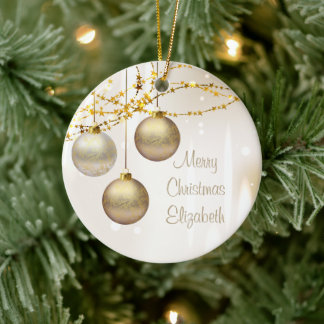 Silver and Gold Ornate Christmas Balls Ceramic Ornament