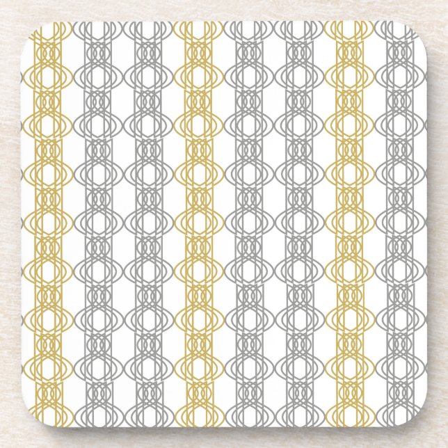 Silver and Gold Pattern Beverage Coaster (Front)