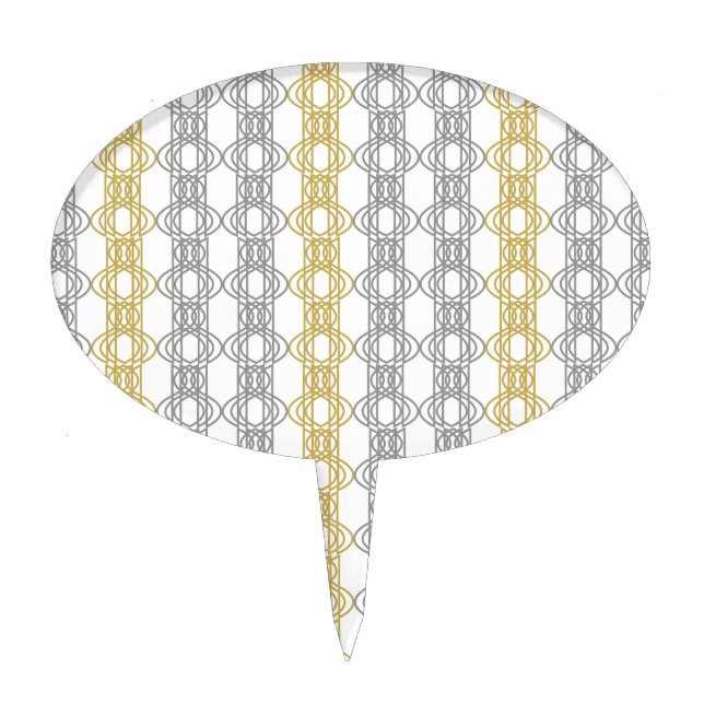 Silver and Gold Pattern Cake Topper (Front)