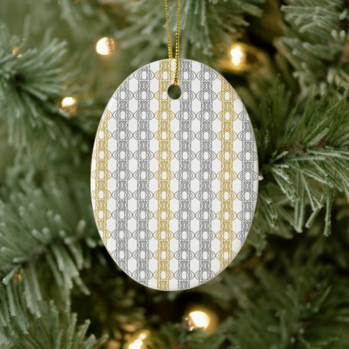 Silver and Gold Pattern Ceramic Ornament