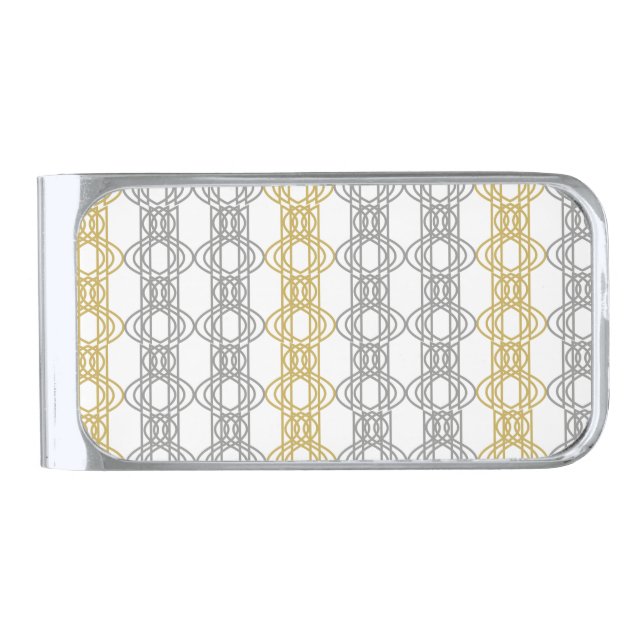 Silver and Gold Pattern Finish Money Clip (Front)