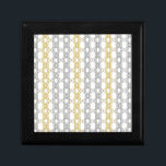 Silver and Gold Pattern Jewelry Box<br><div class="desc">An elegant pattern of silver and gold geometric shapes,  linked in a series of linear,  lace streamers.</div>