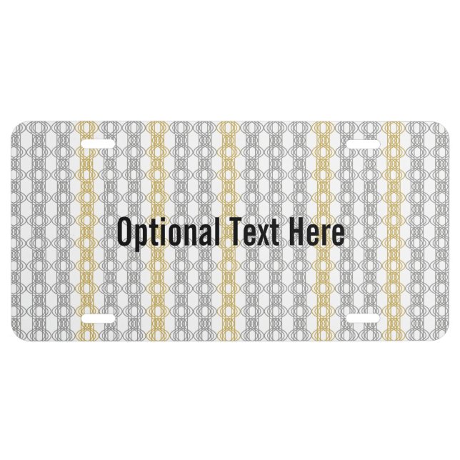 Silver and Gold Pattern License Plate (Front)